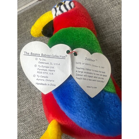 Ty Beanie Baby Jabber Parrot Plush Toy 1997 Multicolor - Picture 6 of 8